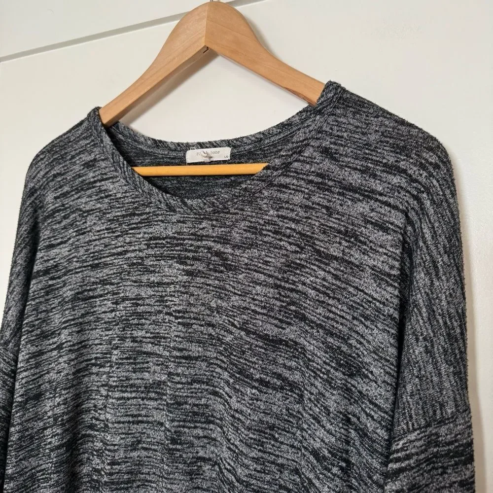 Rag & Bone Sweater Womens Sz L Heather Gray Knit Long Sleeve Stretch Lightweight - Picture 3 of 11